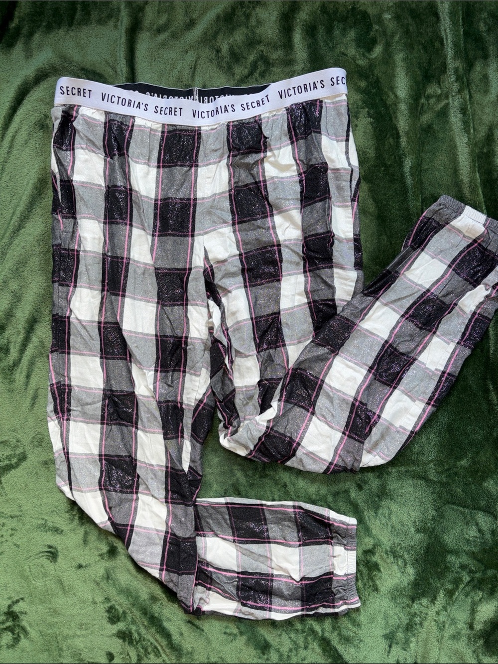 Victoria's Secret Plaid Lounge Pants - Black, White & Pink